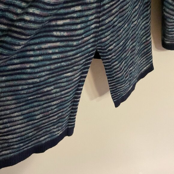 Catherines Womn Plus 4X 30/32W Navy Blue Striped Open Front Lightweight Cardigan - Picture 4 of 9